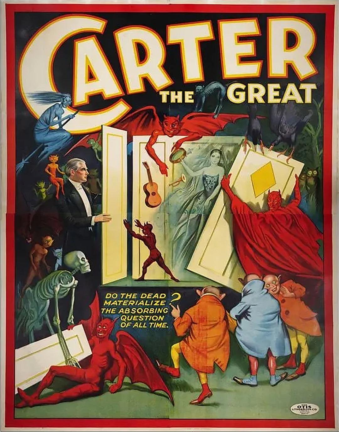 Original Vintage Carter the Great Magic Poster Do the Dead Materialize Oversize 1930s