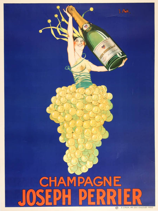 Champagne Joseph Perrier Poster by Stall 1930's Original Vintage French Liquor