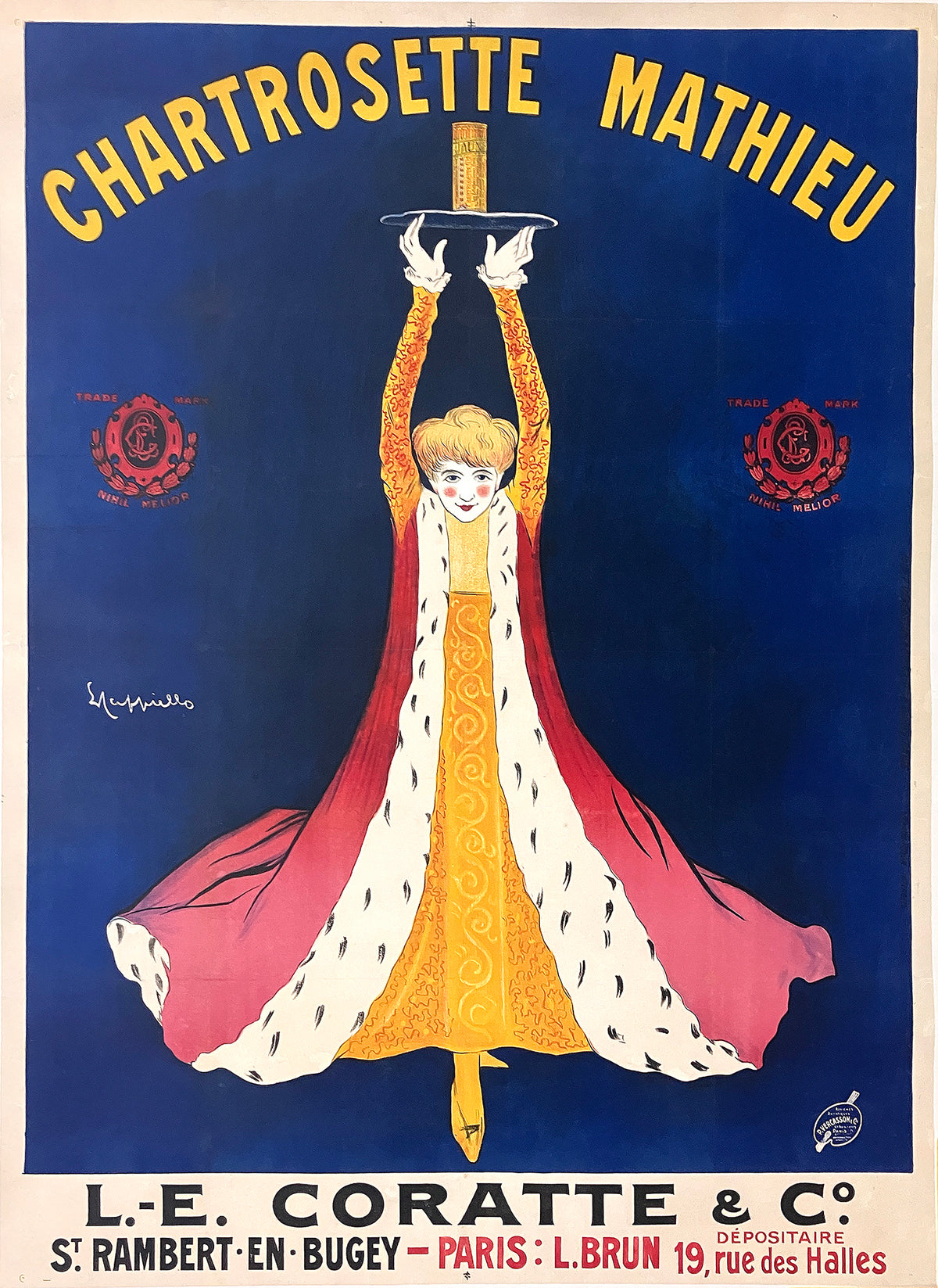 Original Vintage Leonetto Cappiello Chartrosette Mathieu Poster 1902