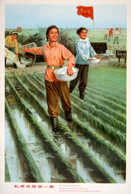 Original Vintage Poster Chinese Communist Revolution Farming Commune c1974