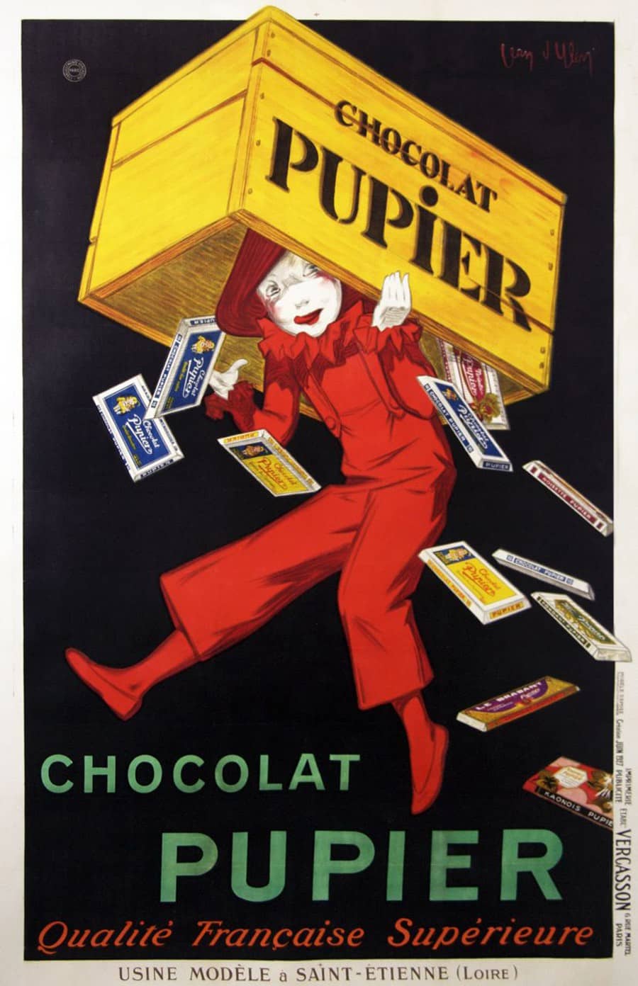 Original Vintage Jean Dylen Chocolat Pupier Poster 1927 RARE