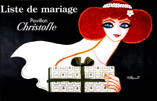Original Christofle Liste de Mariage Poster by Bernard Villemot 1983 Large Format