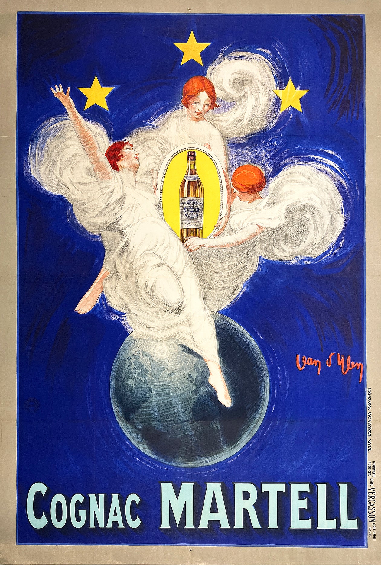 Original Vintage Cognac Martell Poster by Jean Dylen 1922