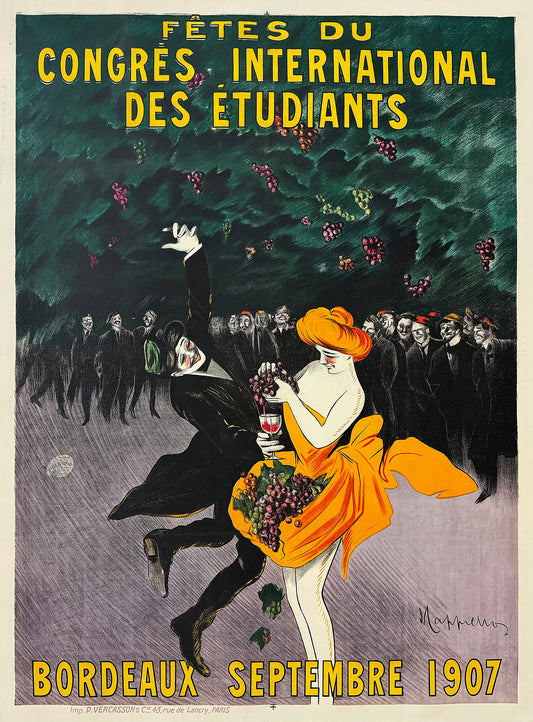 Original Vintage Leonetto Cappiello Congres International Des Etudiants Poster 1907