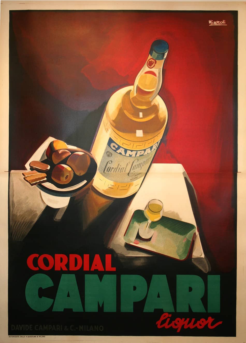 Cordial Campari Poster by Nizzoli 1926 Original - Art Deco Oversized