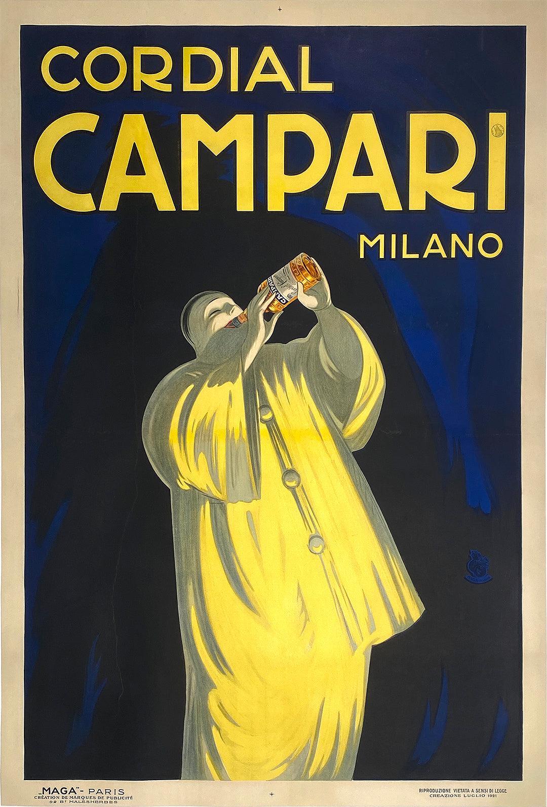 Rare Original Cordial Campari Poster by Leonetto Cappiello Pierrot Clown 1921