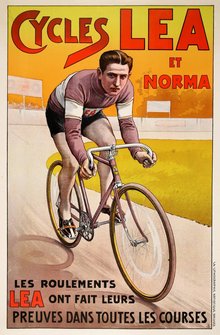 Cycles Lea et Norma Original Vintage Bicycle Poster c1910