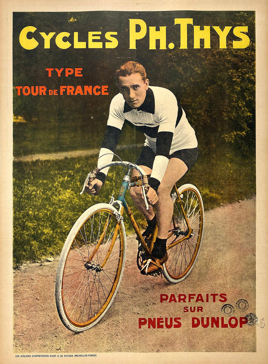 Original Vintage Cycles Ph. Thys Poster Tour de France Dunlop c1920