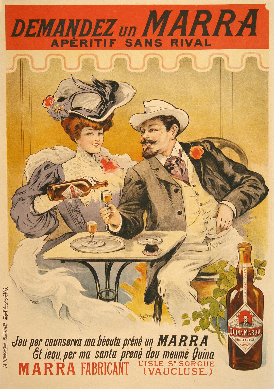 Original Vintage Aperitif Poster Demandez un Marra by Tamagno Belle Epoque