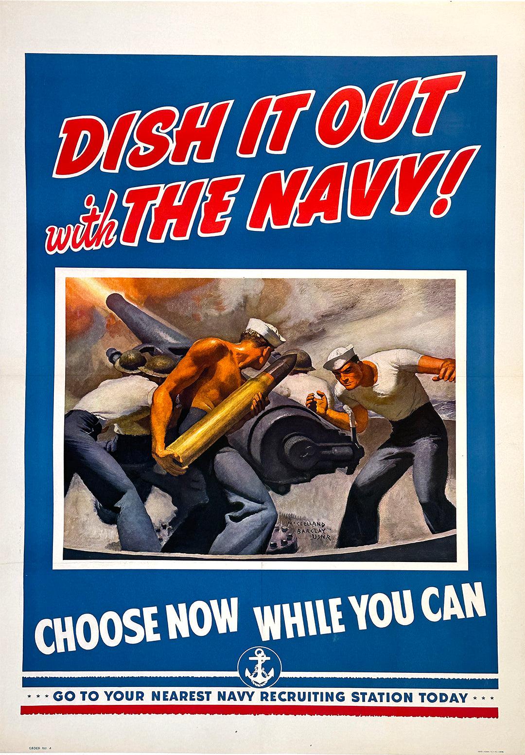 Original Vintage WWII Navy Poster Dish It Out in the Navy by McClelland Barclay