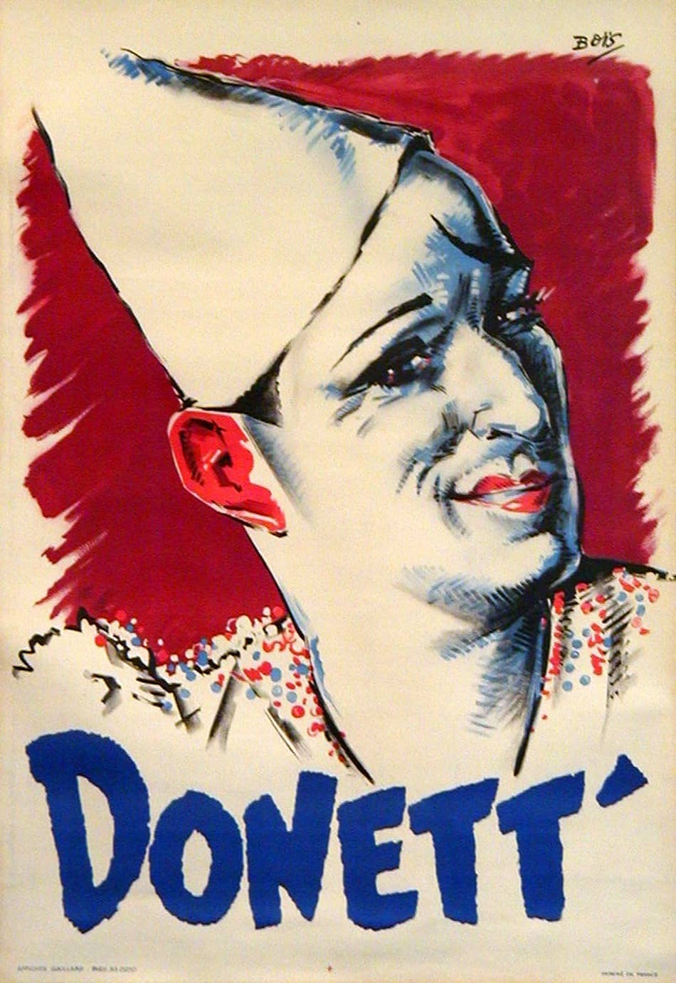 Original Vintage Donnett Clown Poster by Bois 1930 Circus