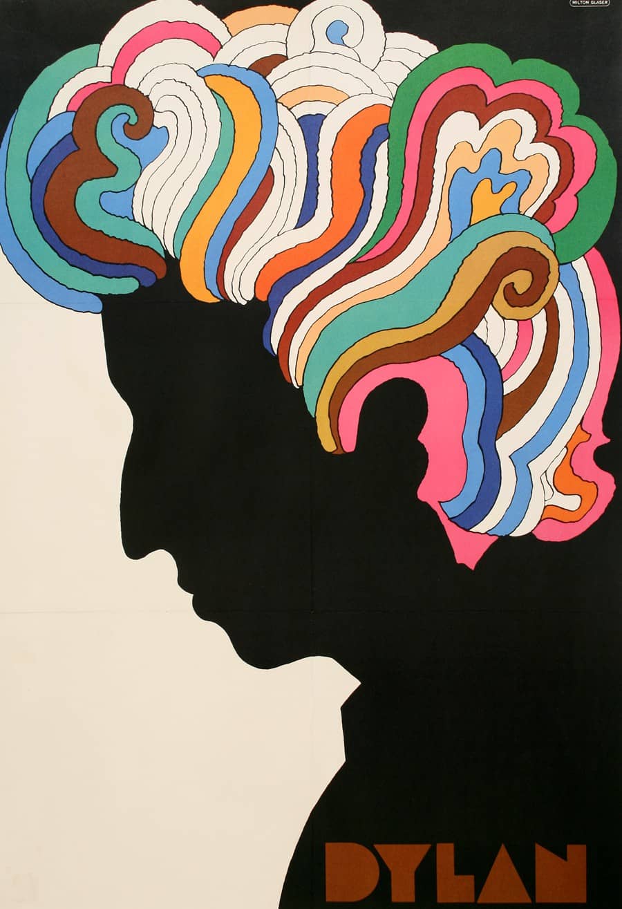 Original Vintage Bob Dylan Poster Created by Milton Glaser 1966