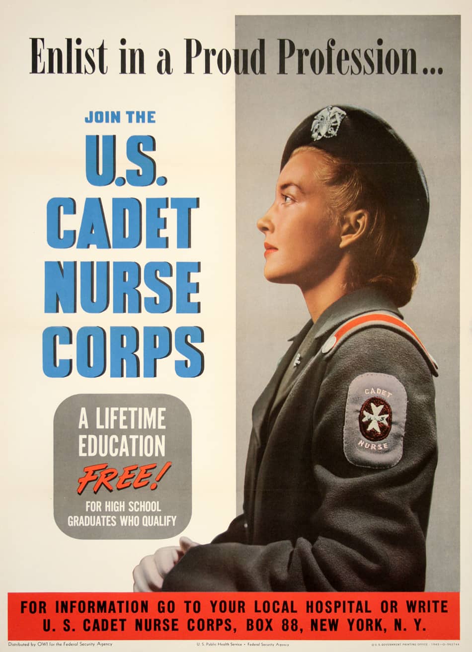 Original Vintage WWII Poster Enlist in a Proud Profession - Nurse Corps 1943