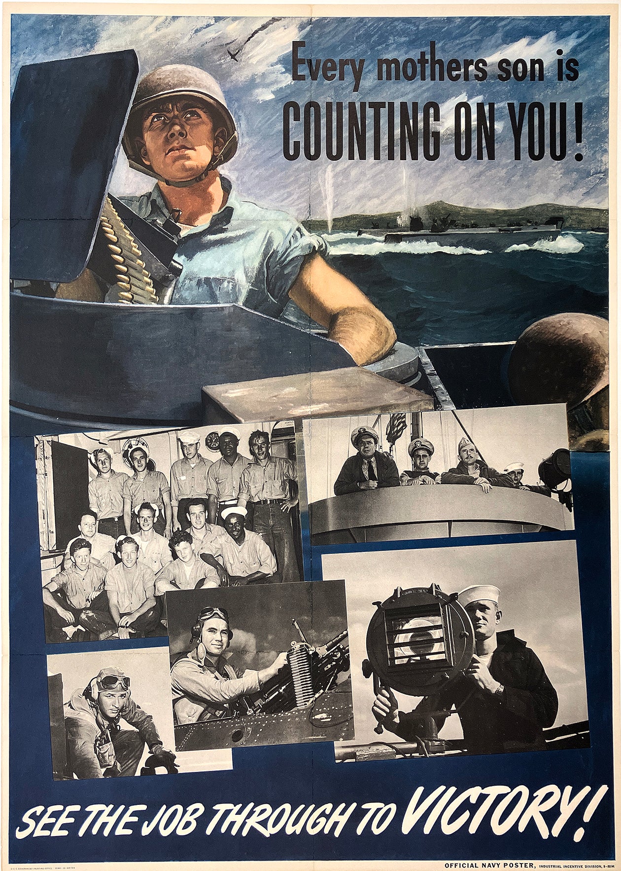 Original Vintage WWII Every Mothers Son Is Counting On You Poster 1944