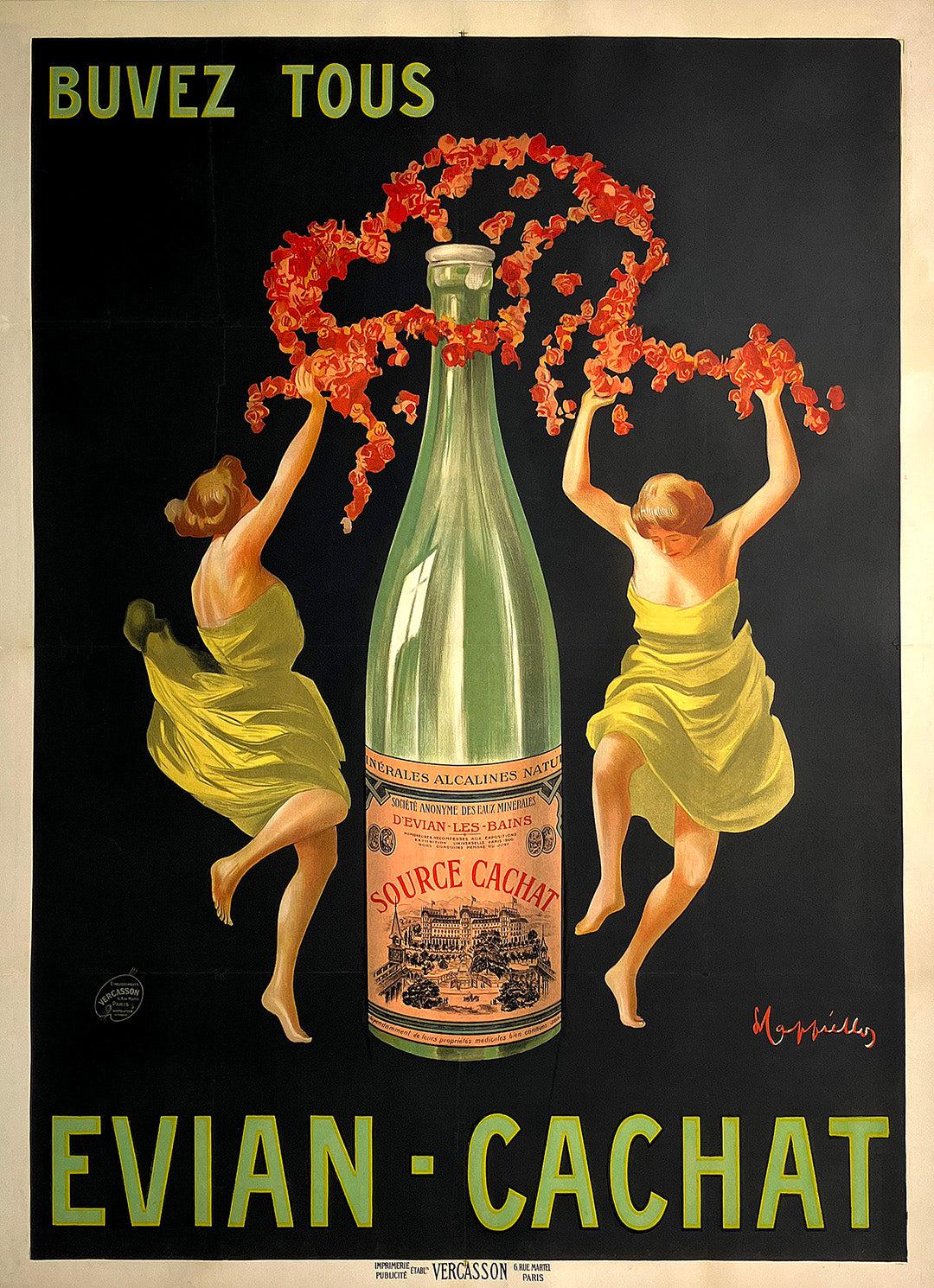 Original Vintage Evian Cachat Rare Mineral Water Poster by Leonetto Cappiello 1925