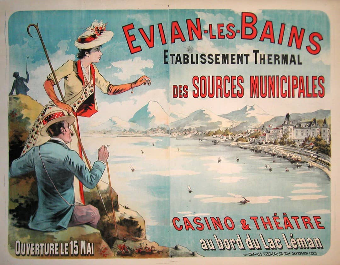 Original Vintage Poster Evian Les Bains by Eugene Oge' 1896