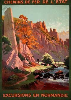 Original Vintage Excusions En Normandie Poster by Alo C1920