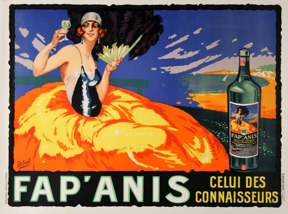 Fap Anis Original Vintage Liquor Poster c1930 by Delval - Flapper Girl