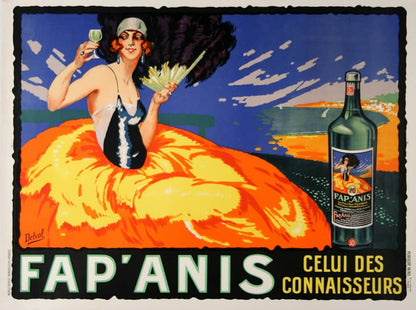 Fap Anis Original Vintage Liquor Poster c1930 by Delval - Flapper Girl 