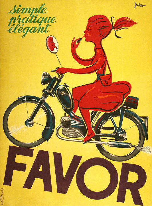 Favor Girl by Bellenger Original French Vintage Poster Motorcycle c1952