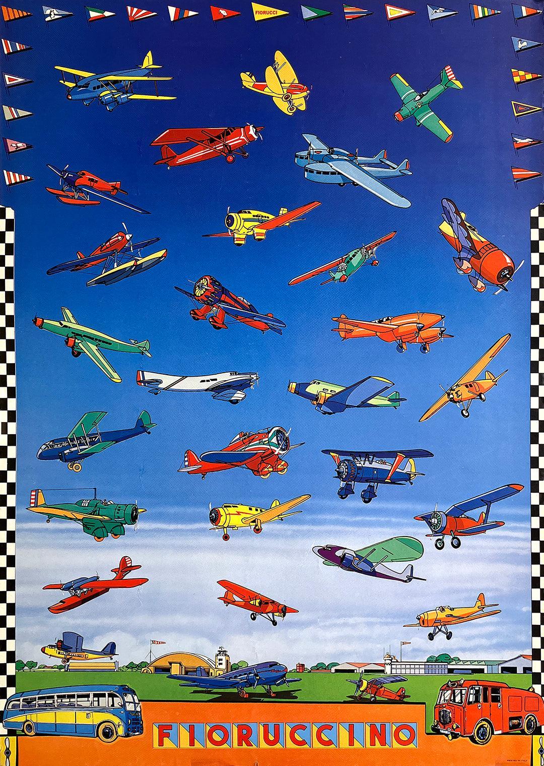 Original Vintage Fiorucci - Fioruuccino Airplanes Poster c1975