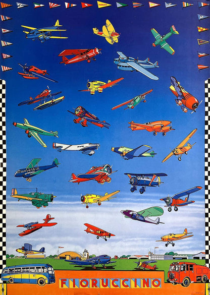 Original Vintage Fiorucci - Fioruuccino Airplanes Poster c1975