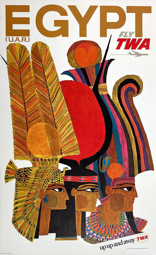 Original Vintage TWA Egypt UAR Poster by David Klein c1960