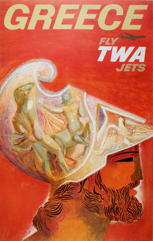 Original David Klein Poster for TWA Greece c1960's