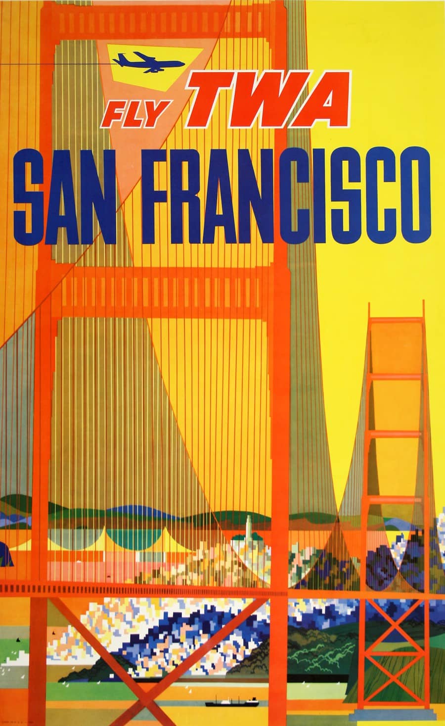 Original Vintage David Klein TWA - San Francisco c1960 Poster