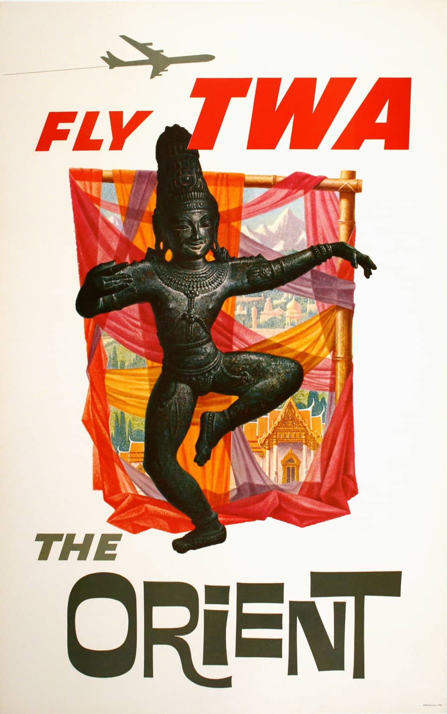 Original David Klein 1950's Poster - Fly TWA The Orient