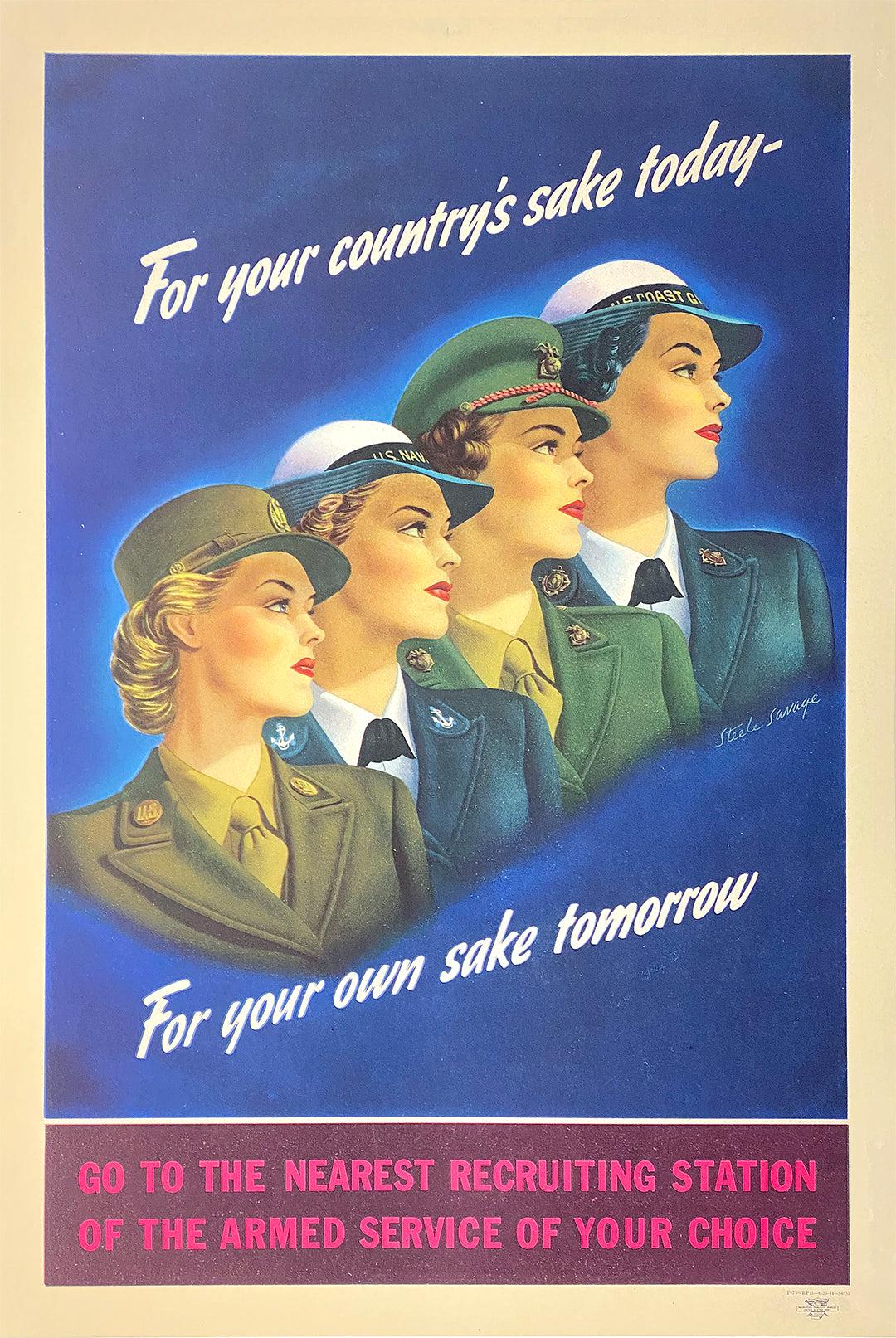 For Your Country's Sake Original WWII Poster By Henry Steele Savage