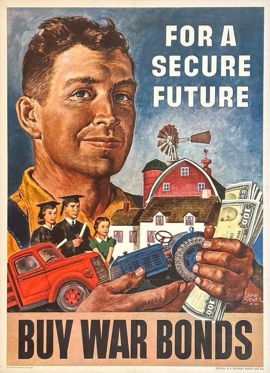 Original Vintage WWII Poster Buy War Bonds for A Secure Future by Amos Sewell