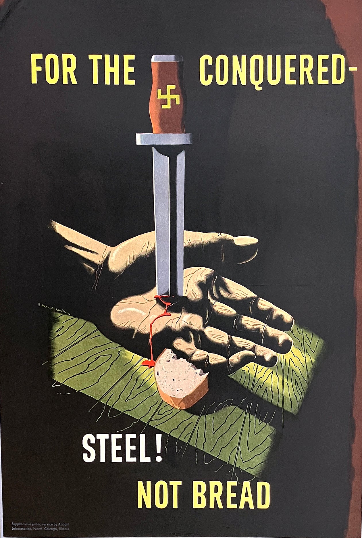 Original Vintage poster by Edward McKnight Kauffer For the Conquered - Steel Not Bread 1942