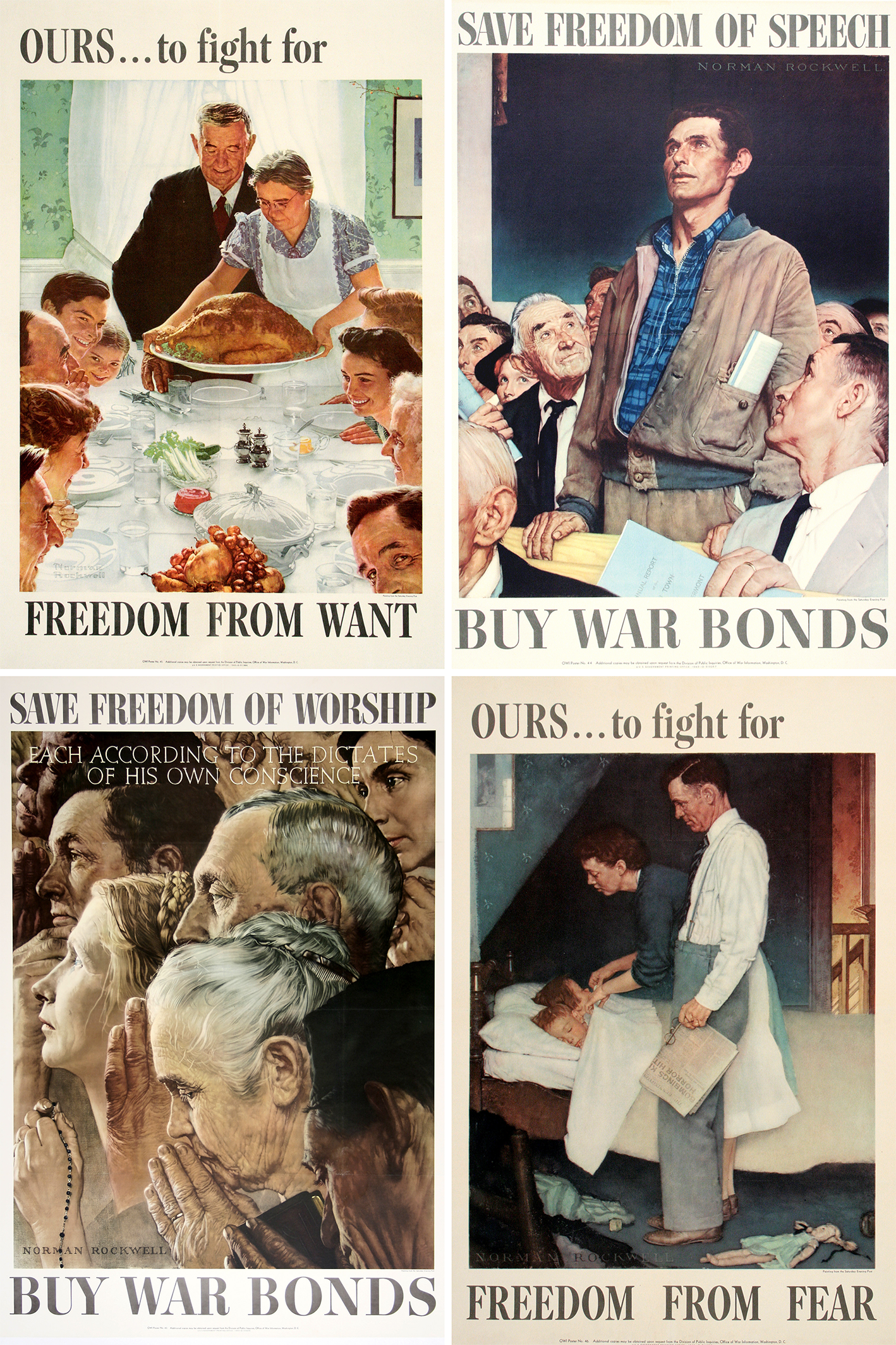 Four Freedoms Large Set of 4 - Rockwell
