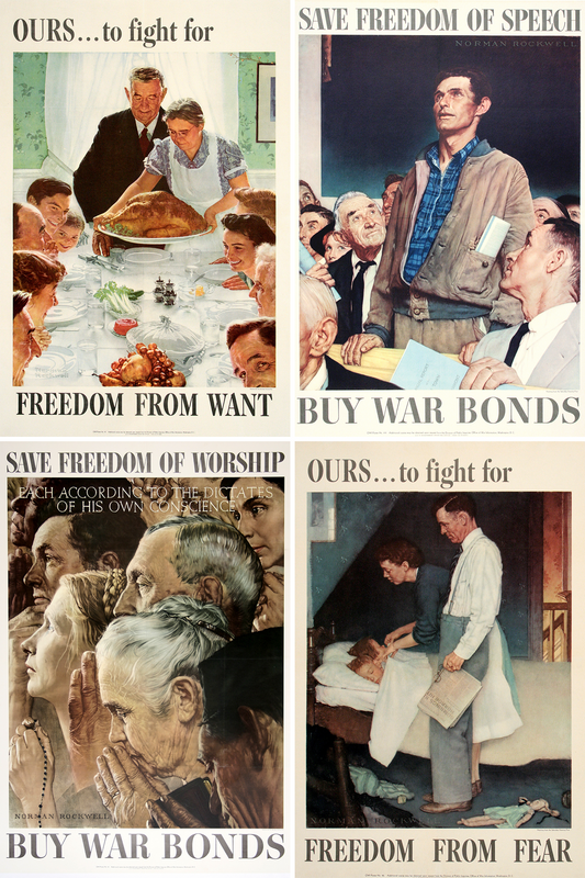 Four Freedoms Large Set of 4 - Rockwell