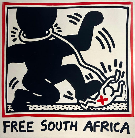 Original Vintage Poster by Keith Haring Free South Africa 1985