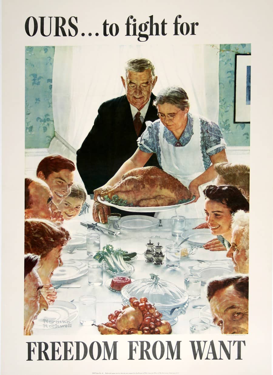 Freedom From Want by Norman Rockwell 1943 - Original Vintage Poster in Large Format