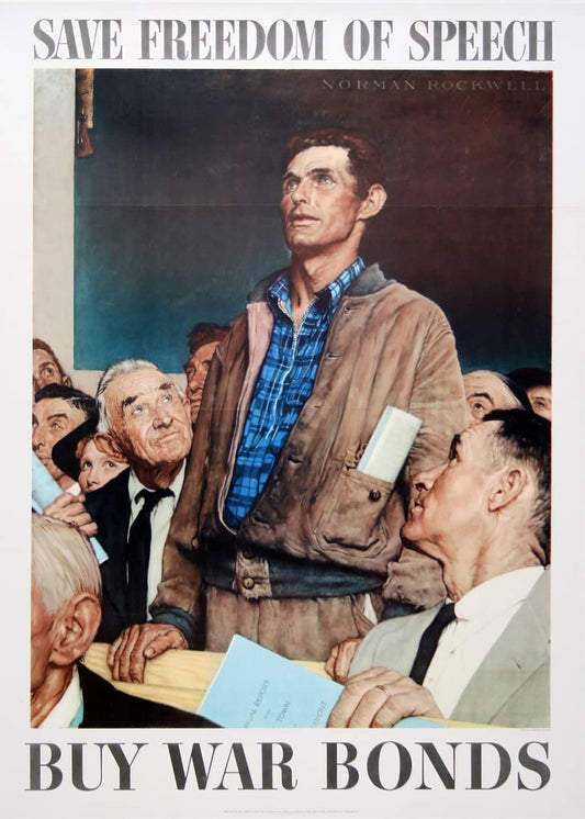 Original Vintage WWII Poster Freedom of Speech by Norman Rockwell 1943