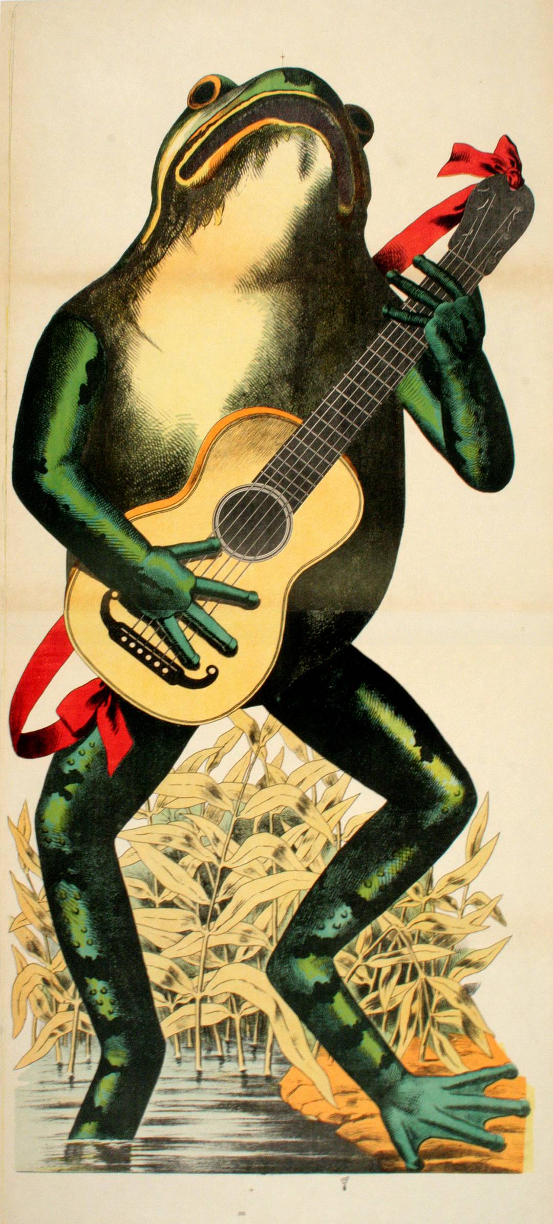 Original c1880 Frog and Guitar Poster - Wissembourg Collection