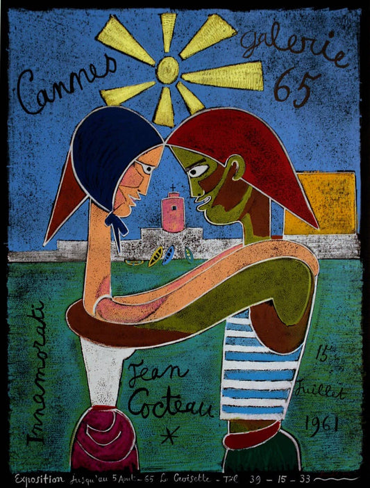 Original Vintage Jean Cocteau Gallery Poster Galerie 65 Cannes 1961