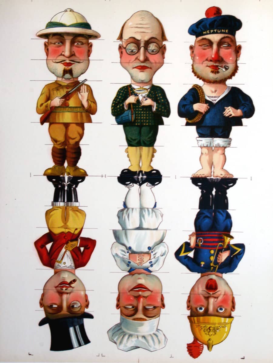 Original Vintage Poster of French Game Pieces c1910 Fun Characters