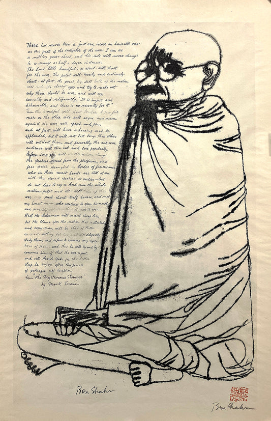 Original Hand Signed Print of Gandhi by Ben Shahn