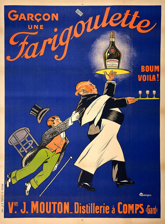 Original Vintage Liquor Poster Garcon Une Farigoulette