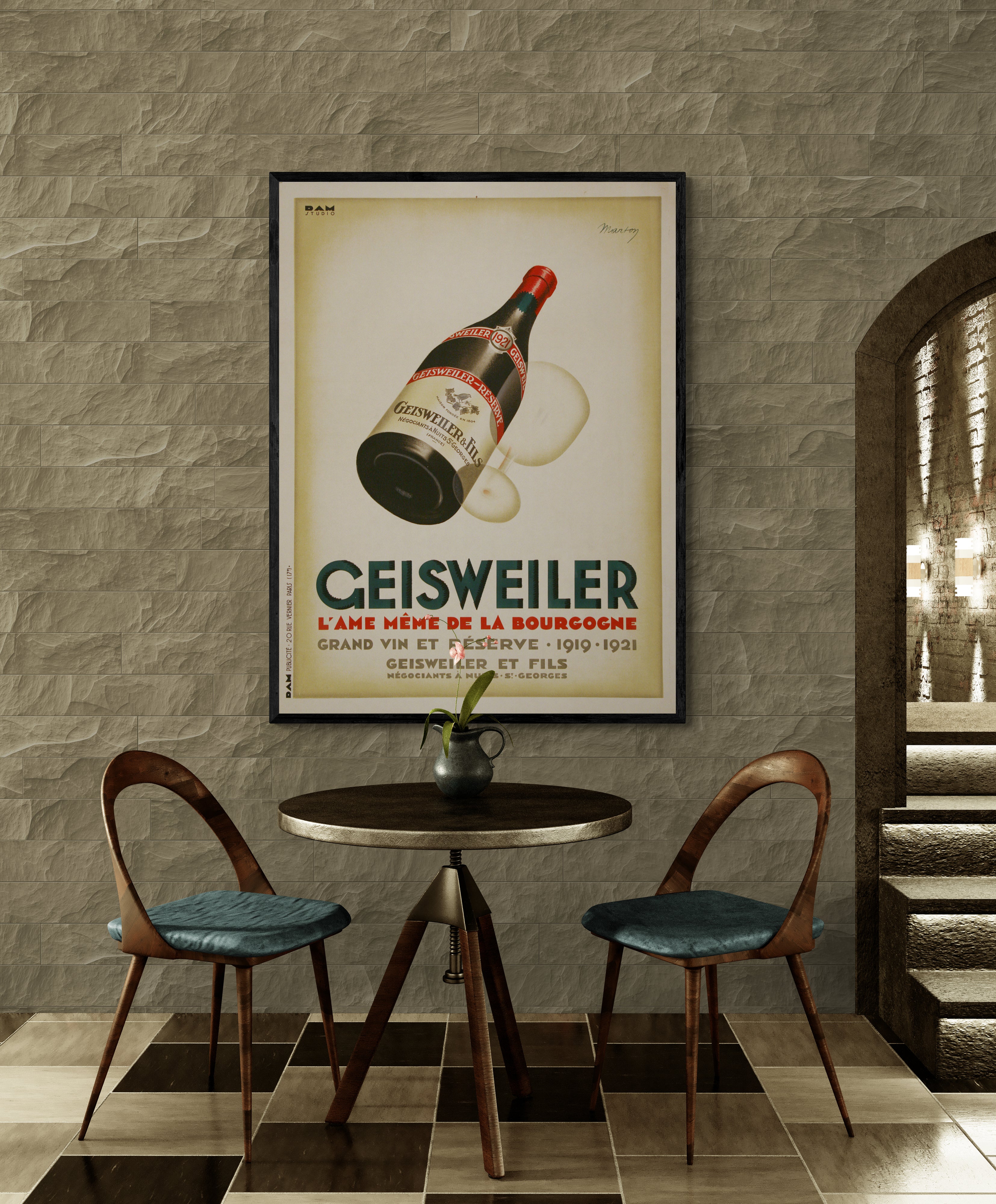 Geisweiler Original French Wine Poster by Lajos Marton