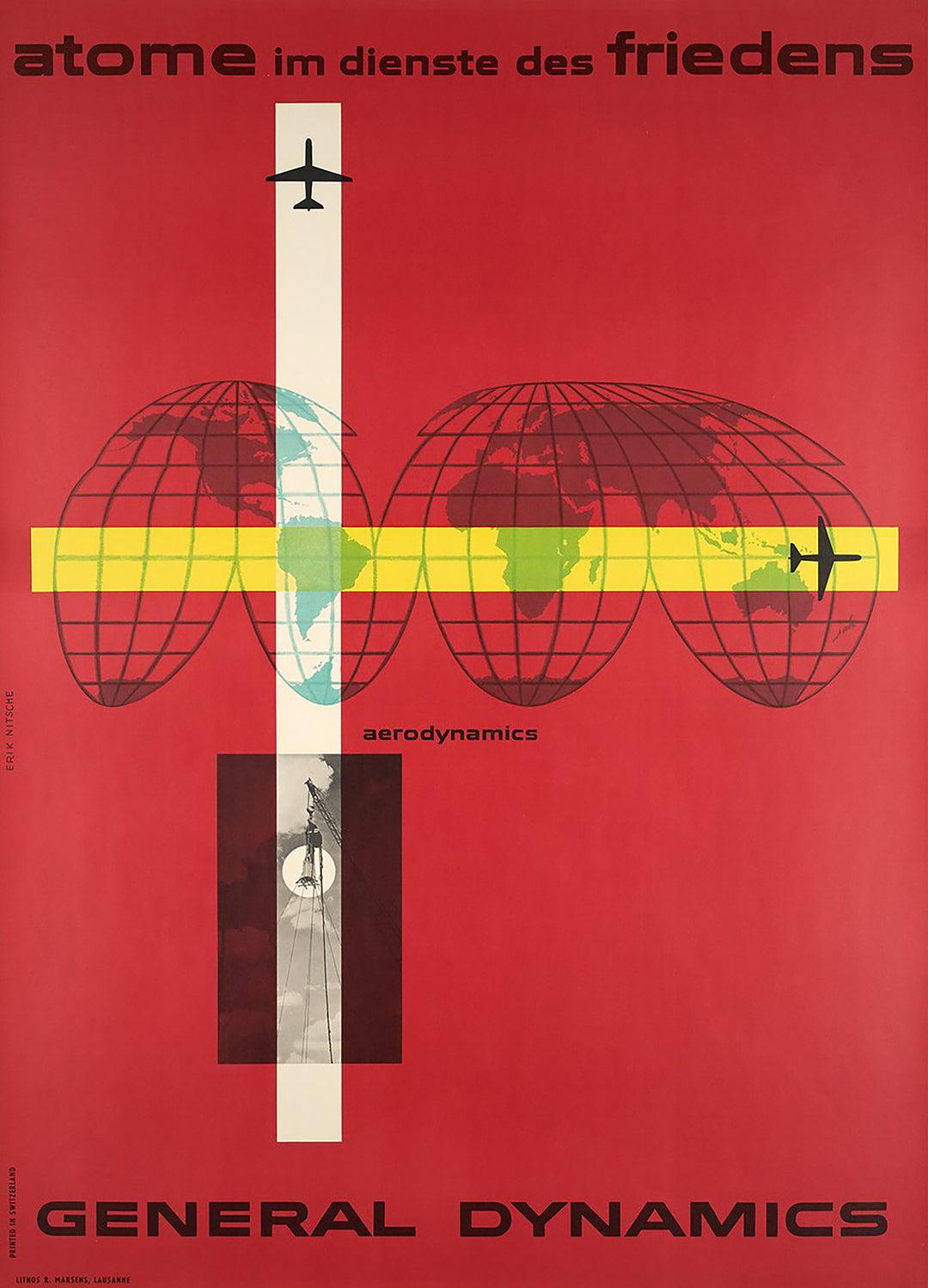 General Dynamics Original Vintage Poster - Astrodynamics Red by Erik Nitsche 1955