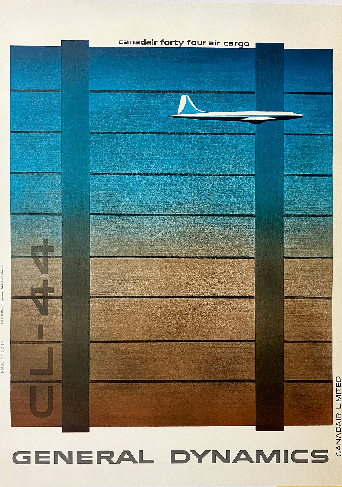 Original Vintage General Dynamics - Canadair Forty Four Cargo Poster by Erik Nitsche 1960