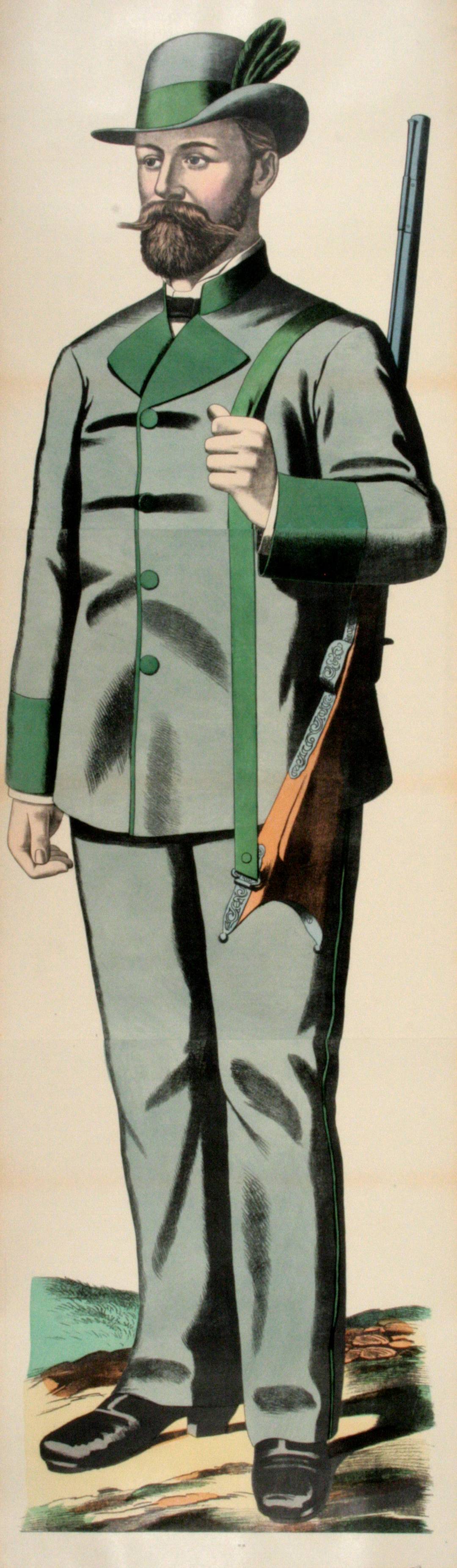 Original C1880 Vintage Poster - Gentleman Holding Rifle 38 - Wissembourg Collection