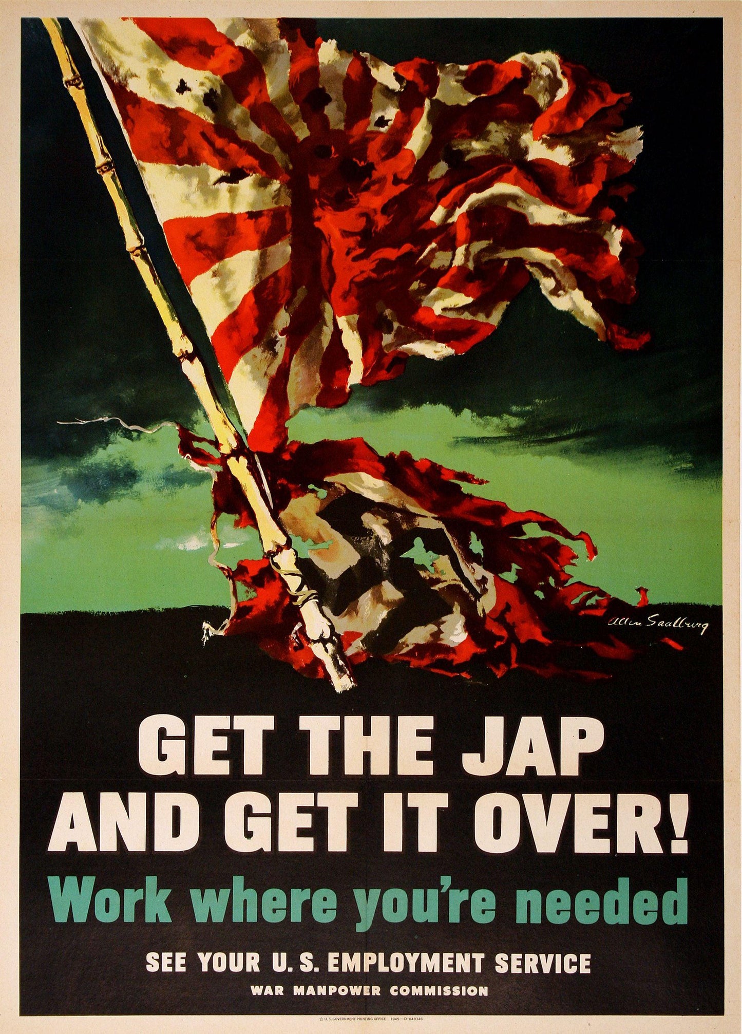 Original WWll 1945 Poster - Get The Jap and Get It Over!