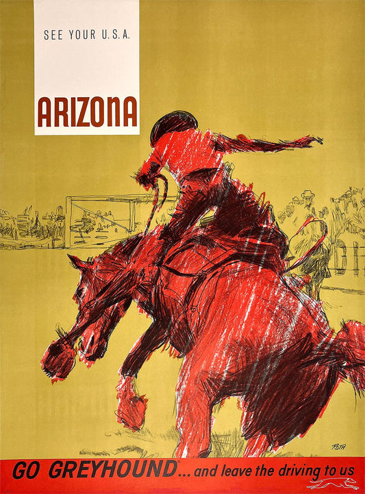 Original Vintage Go Greyhound Arizona Poster by Roth c1960