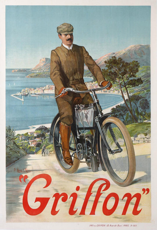 Original Vintage Griffon Bicycle Poster by Hugo d'Alesi 1904 Cycle